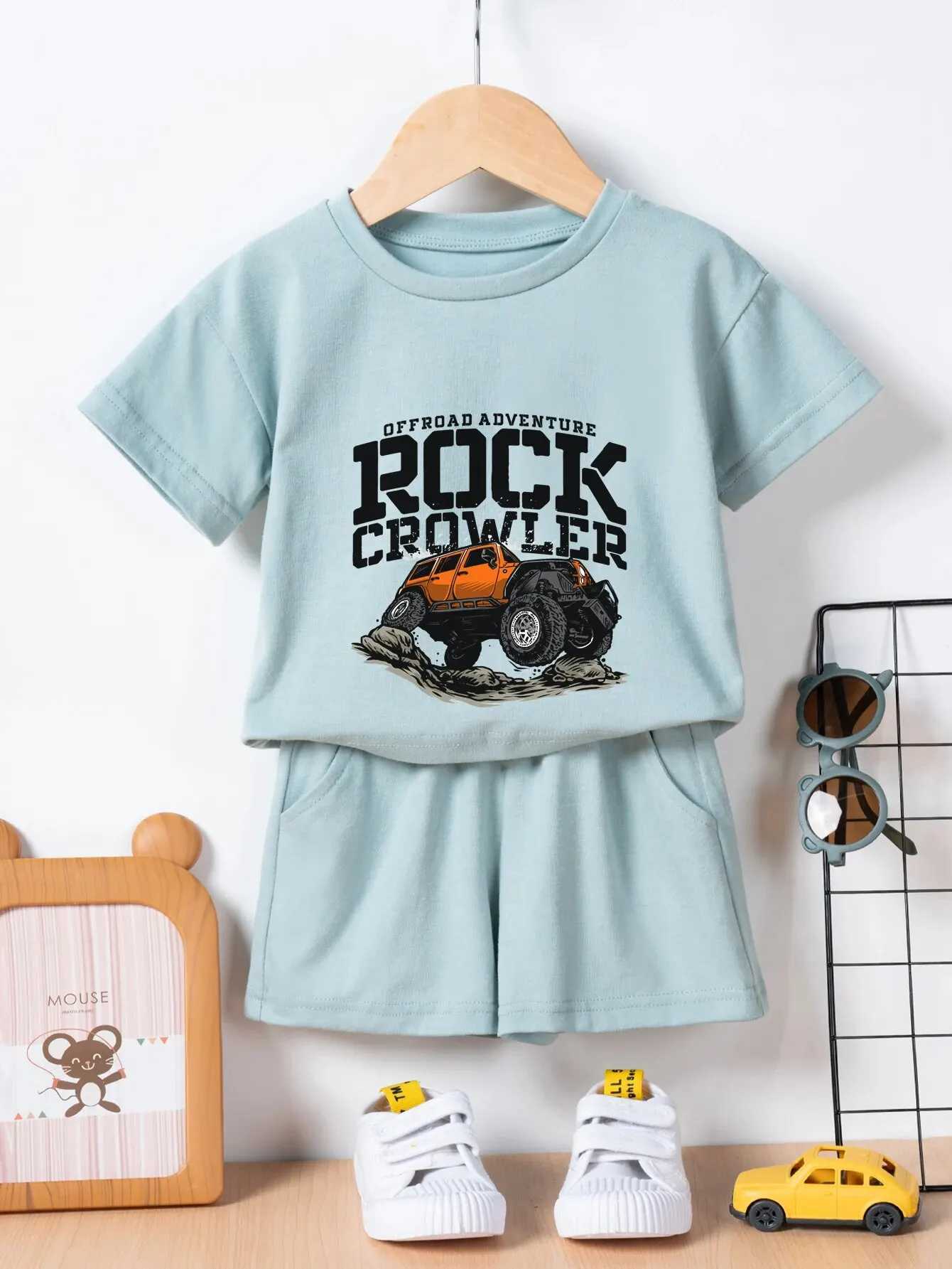 Clothing Sets 2PCS Summer Kids Clothes Sets 0-6Y Casual Short Sleeve Embroidery Tees+Shorts Suits Toddler Boys Girls Outfits SuitY241225ND1R