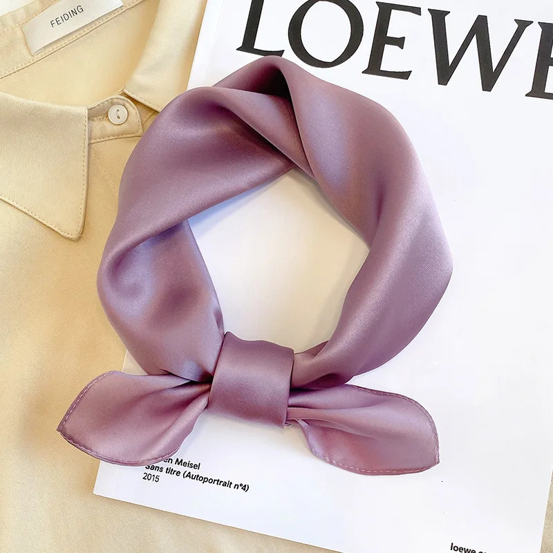 Solid Color faux Nature Silk Square Scarfs for Women Neck Ties Foulard Neckerchief Hairband Hands Bag Ribbons Headband Gift 241225