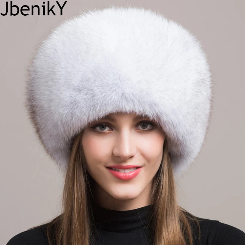 Fashion Style Winter Russian Natural Real Fox Fur Hat 2024 Women Warm Good Quality 100% Genuine Real Fox Fur Cap241224