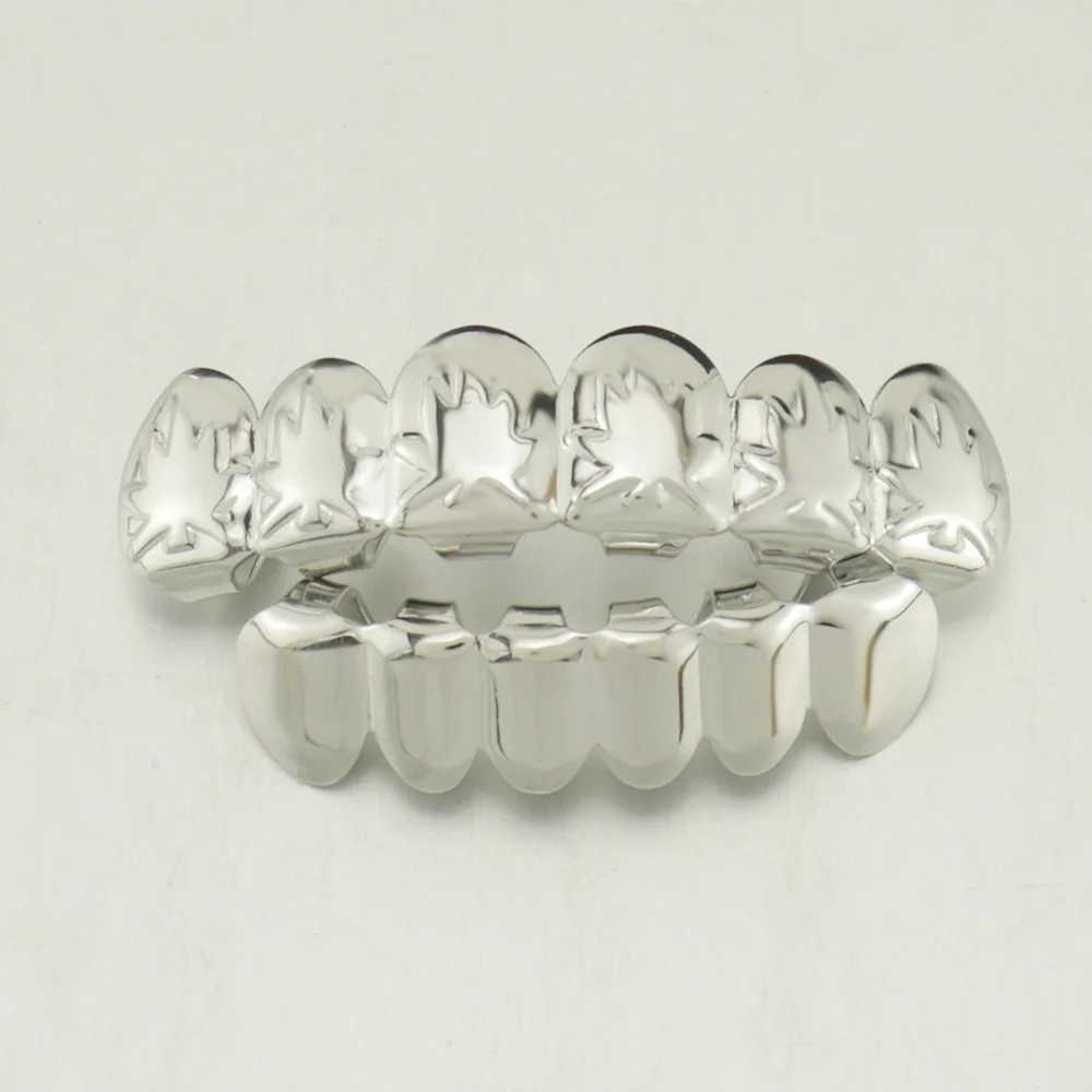 1set Hip Hop Teeth Grillz Gold Plated Dental Grills Rock Tooth Grillz Cs Crystal Teeth Cs Halloween Vampire Tooth Men GiftXJ241225