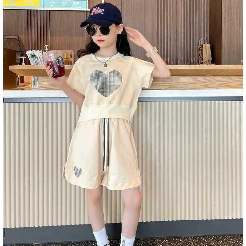 Clothing Sets Summer Children Girls Clothes Cute T-shirt and Shorts Set Kid Girl Short Sleeve Top Bottom 2 Pieces Suit Tracksuit StreetwearY241225TECS