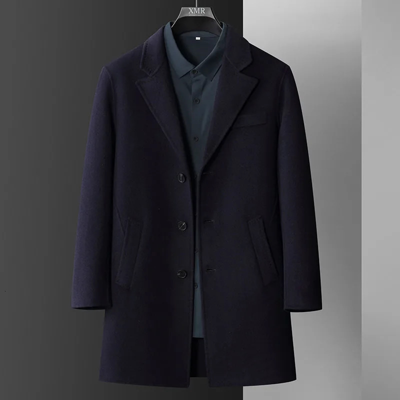 2024 Autumn and Winter Mens Coat Urban Leisure AllMatch Reversible Woolen Pure Wool MidLength Suit 241225