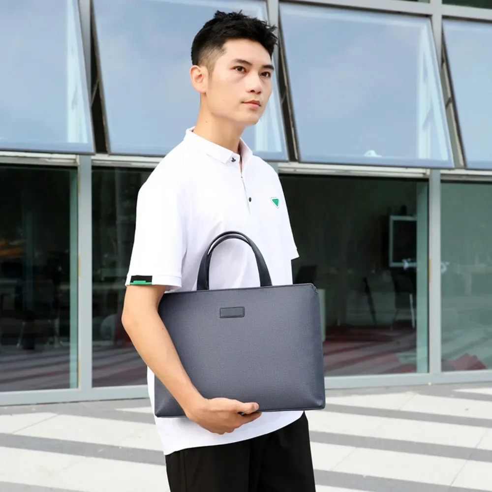 Mens Briefcase Storage Bag PU Horizontal Style Business Meeting Document Bag Portable Briefcase Without 241225
