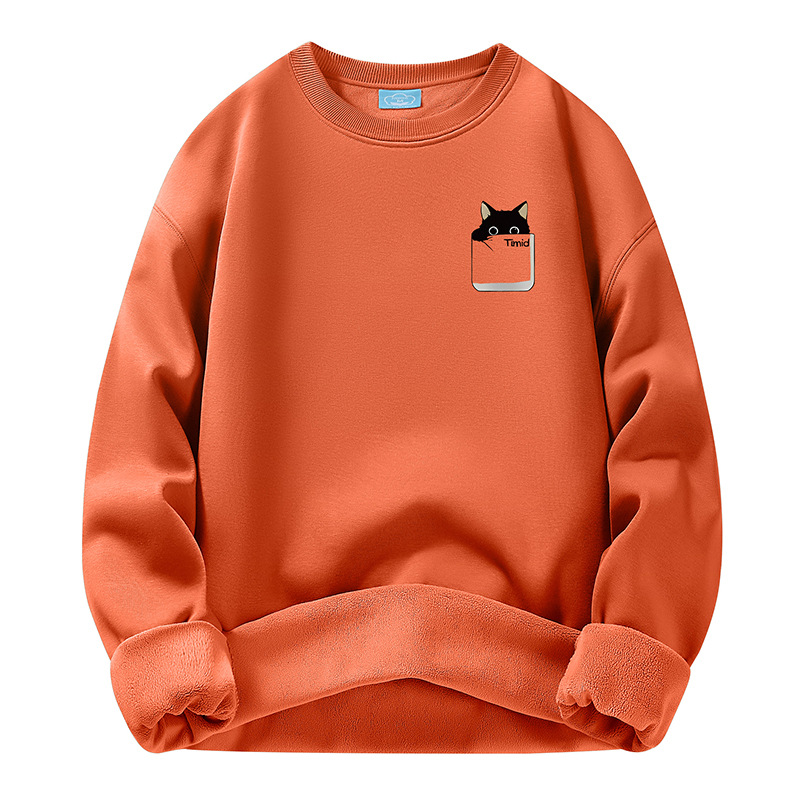 Fall Fashion Loose Bottomed Shirt with Round Neck - Cozy Padded Long Sleeves Couples' Sweaters m033