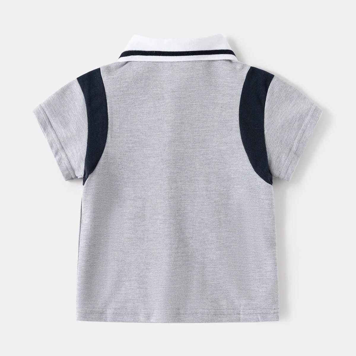 Boys Polo Shirt Short Sleeve Summer Children Tops Wear 90-130 CM Patchwork Kids Tees Soft Boys CostumesXJ241225