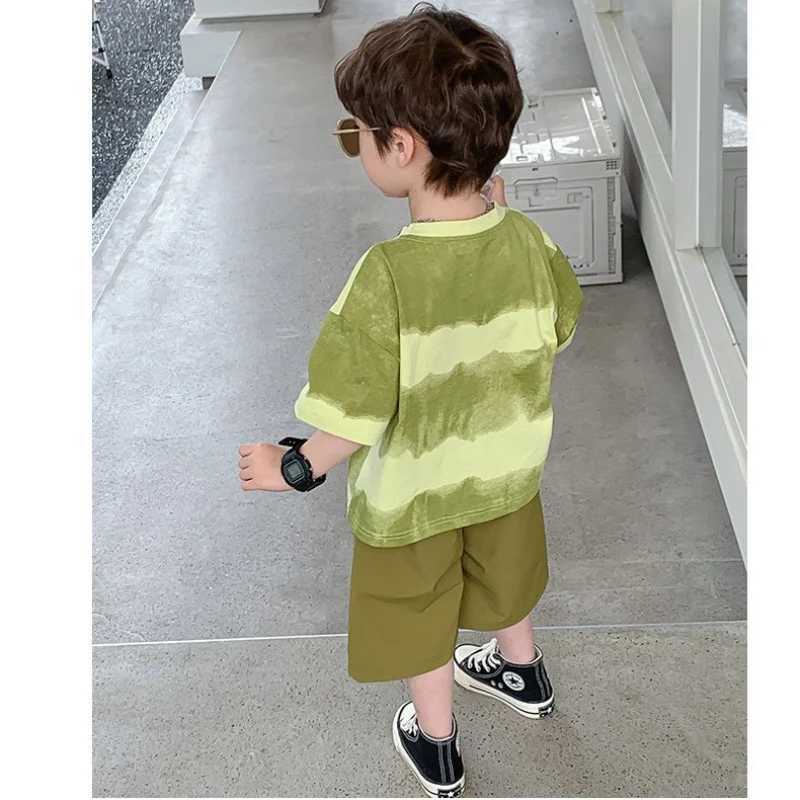 Clothing Sets Summer Children Boys Clothes Set Cotton Short Sleeve Tie Dye T-shirts and Shorts 2pcs Suit Teenage Fashion Top Bottom OutfitsY241225PAFV