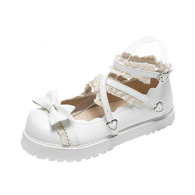 gothic lolita shoes Womens Kawaii red Cosplay shoes with bow Princess Shoes Students girls Lovely Cross Straps Mary Jane Shoes 241225