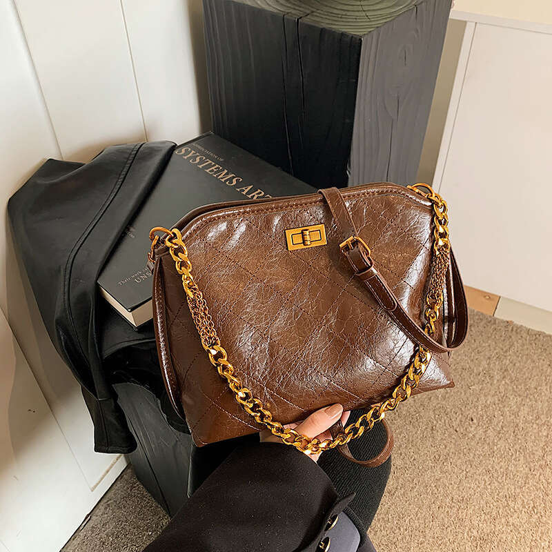 chain handbag women's light luxury single shoulder bag tote puese crossbody shoulder bags autumn winter new trendy and niche diamond grid