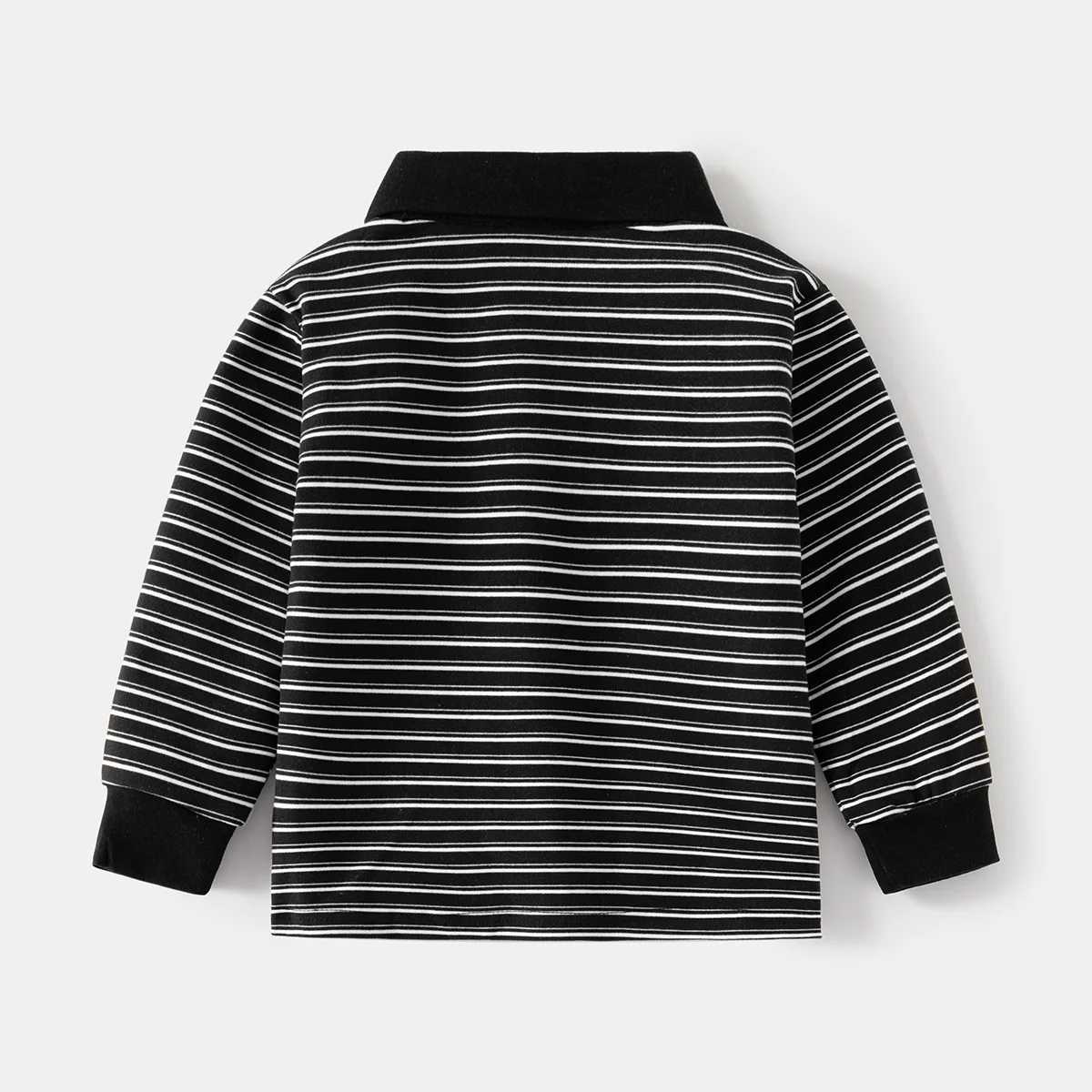 Spring Autumn Boys Long Sleeve Casual Cotton Embroidered T-shirt Childrens Striped Polo Shirt Top for Kids Ages 3-8XJ241225