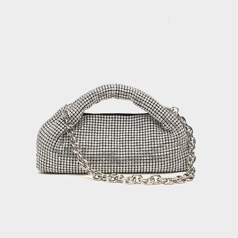 Full Shining Ineffective Water Banquet for Women 2024 Summer New Diamond Set Handbag Chain Shoulder Cross Bag
