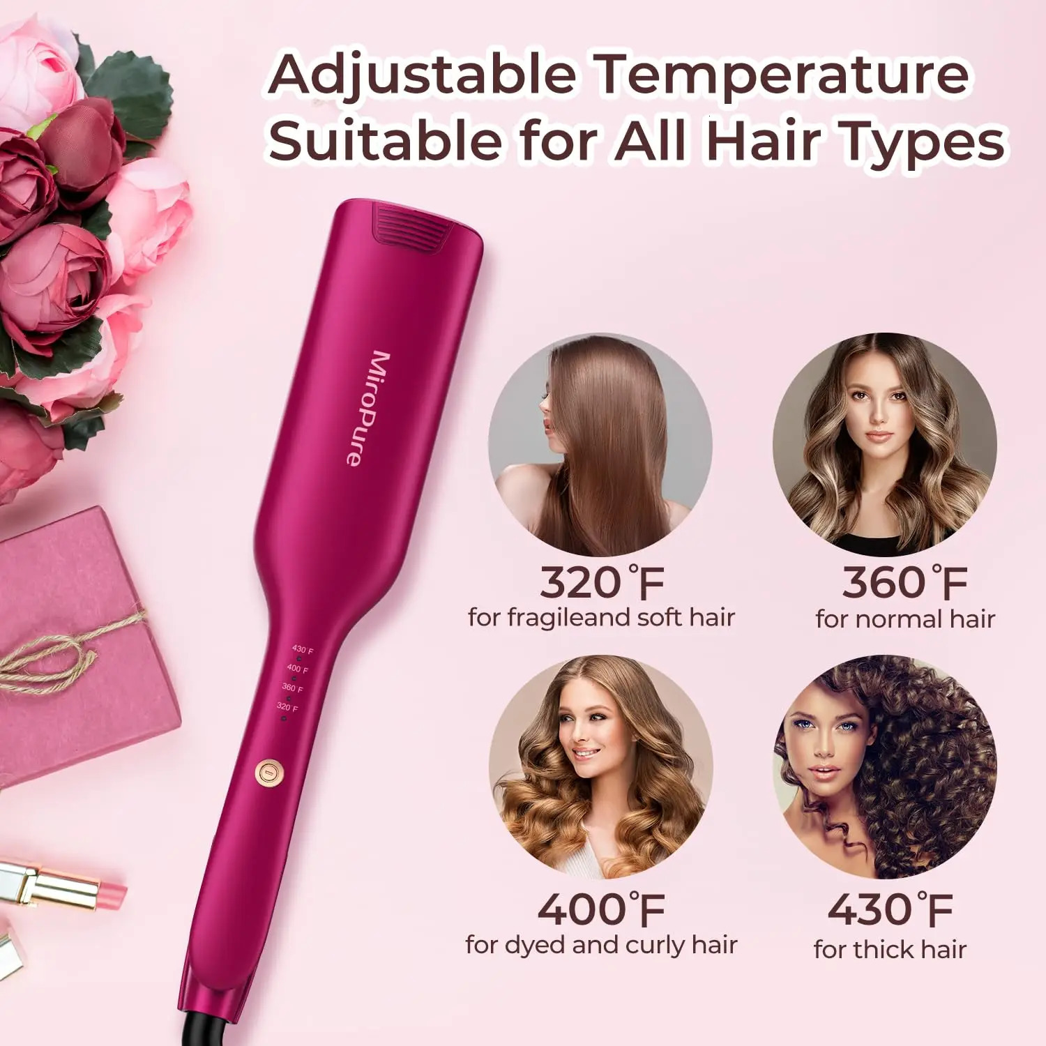 Crimper Hair Waver Barrel Curling Iron 1 Inch PTC Heater Auto Shut-Off Adjustable Easy Shap Long Lasting Heat 241225