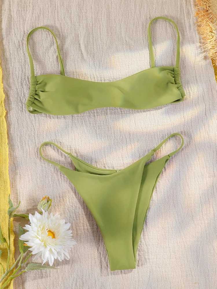 String bikini push up swimsuit sexy swimsuit womens two-piece set mini thong white color swimsuitW241225
