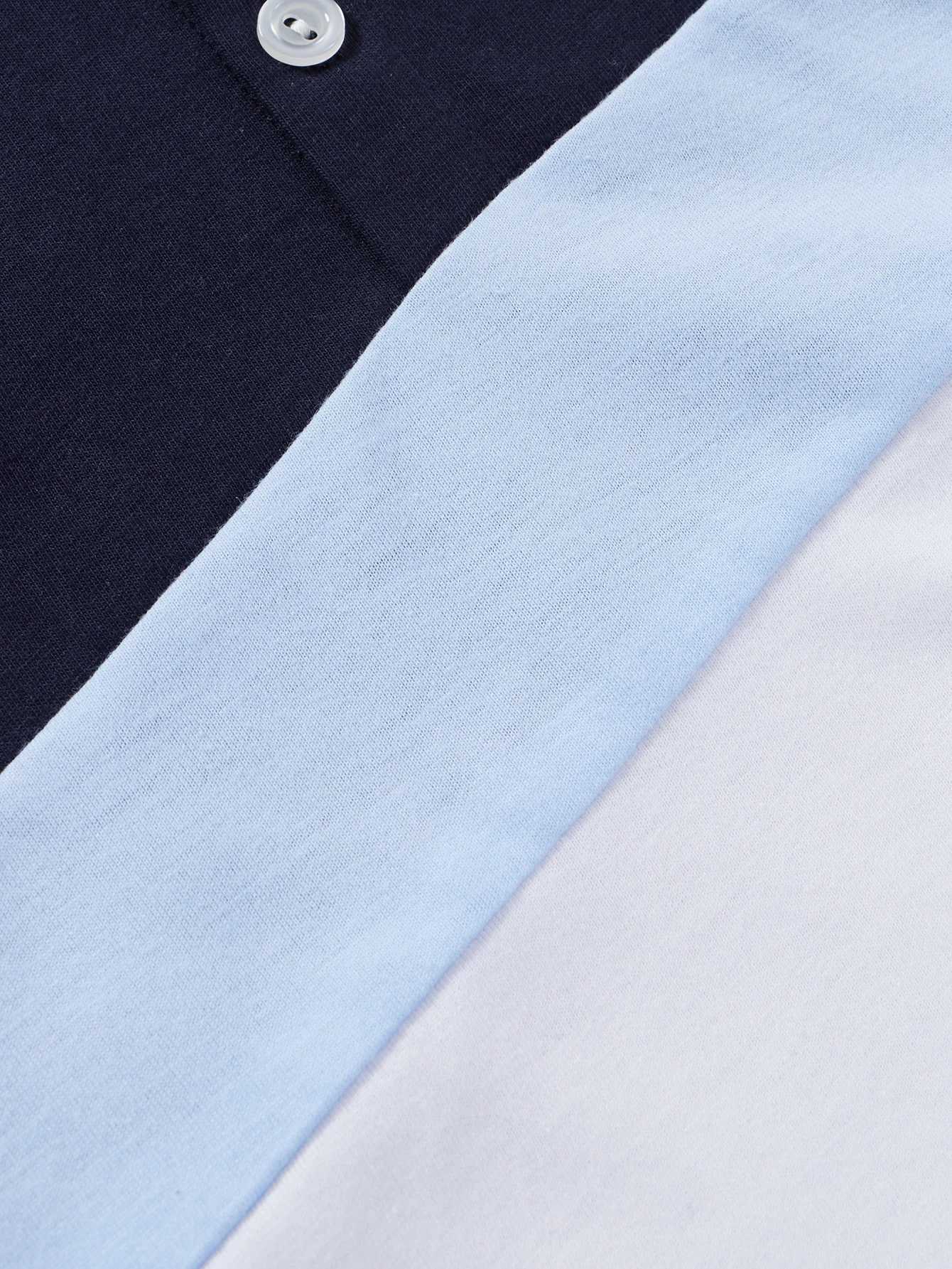 Boys summer personali trend color contrast diagonal splicing lapel short-sleeved fashion casual handsome POLO shirtXJ241225