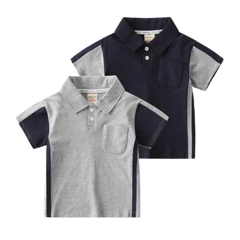 Summer Kids Fashion Breathable Cotton Polo Shirt Boys Casual Short Sleeve T-Shirt with Color Block Ages 2-7 Optional 2 ColorsXJ241225