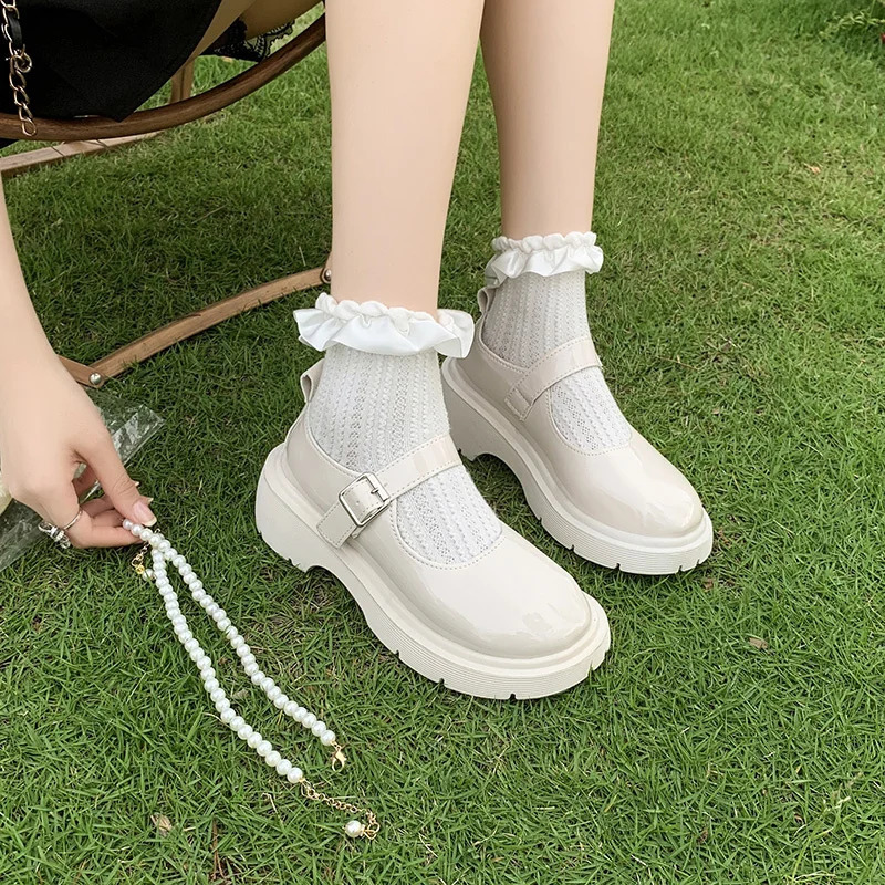 Womens Beaded Mary Jane Leather Shoes Spring/Autumn Fashion Comfortable Elegant Flat Black Walking Shoes Zapatos Mujer 241225