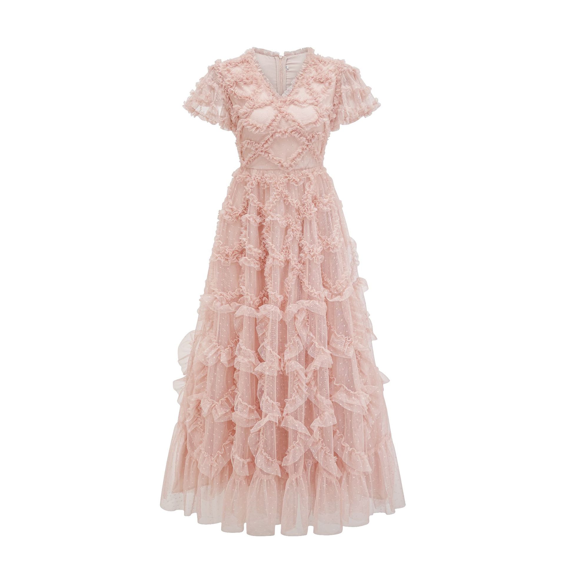 (33) Lace slim v-neck dress new long skirt daily commuting women's skirt