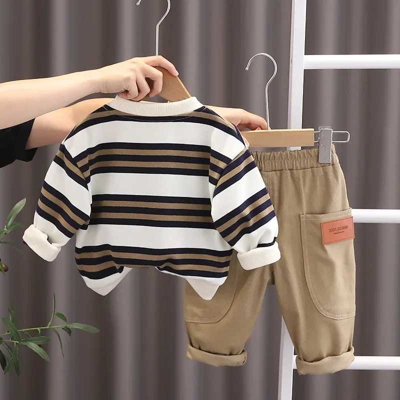 Clothing Sets Autumn Baby Girl Boy Fashion Clothes Set Children Sports Cartoon Space Bear Striped Top and Pants Buttom 2pcs Cotton TracksuitY2412259ZA