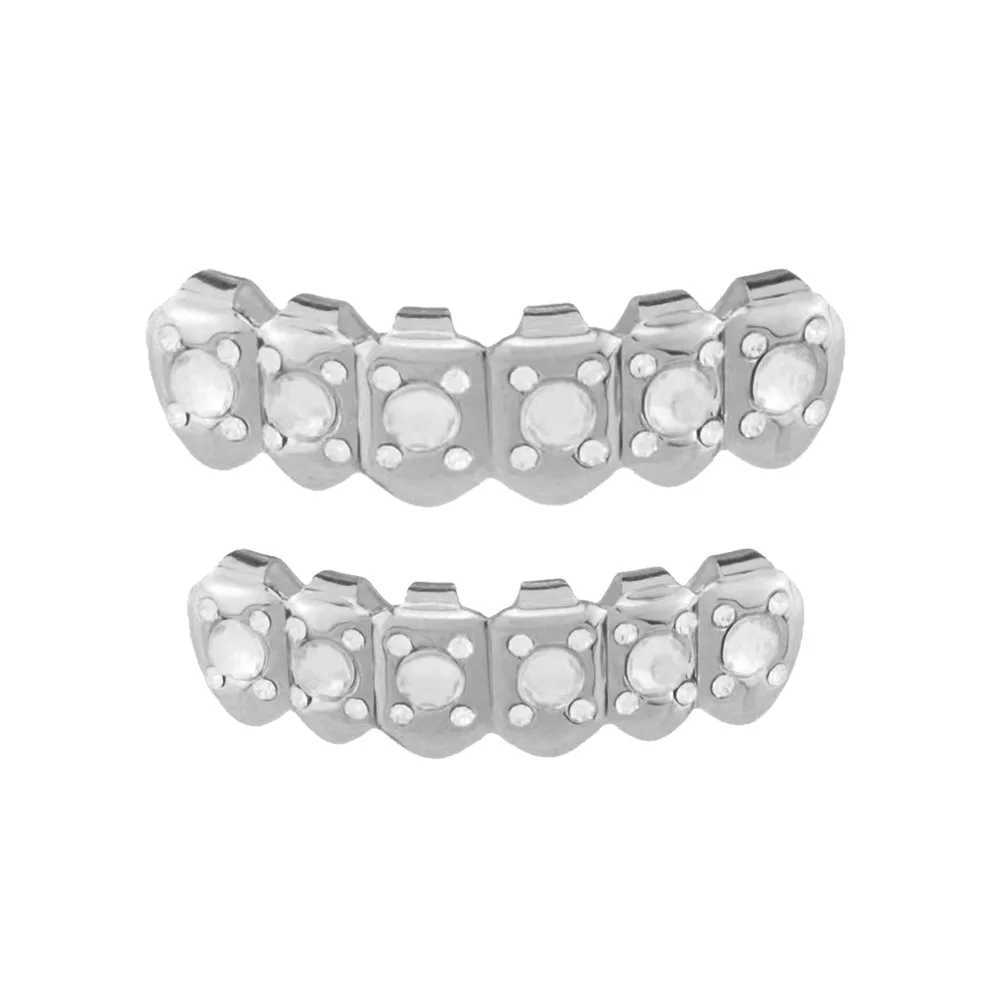 18k Gold Plated CZ Small Single Tooth Hip Hop Grill Halloween Teeth Grillz Cs Set For Christmas GiftXJ241225