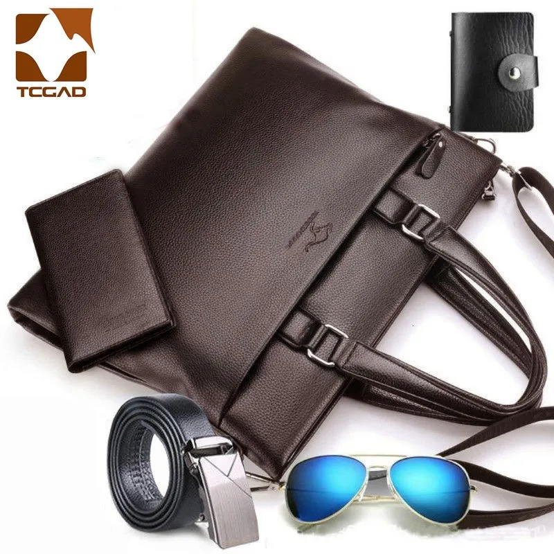 5pcs/lot Briefcase Men Business Shoulder Bag Leather Messenger Bags Computer 15 inch Laptop Handbag Bag Mens Travel Bags 241225