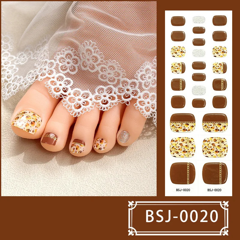 26 Strips Toe Gel Nail Sticker Hardens with UV Lamp Curing Gel Stickers Waterproof Korean Semi Cured Foot Gel Nail Art Wraps 241225