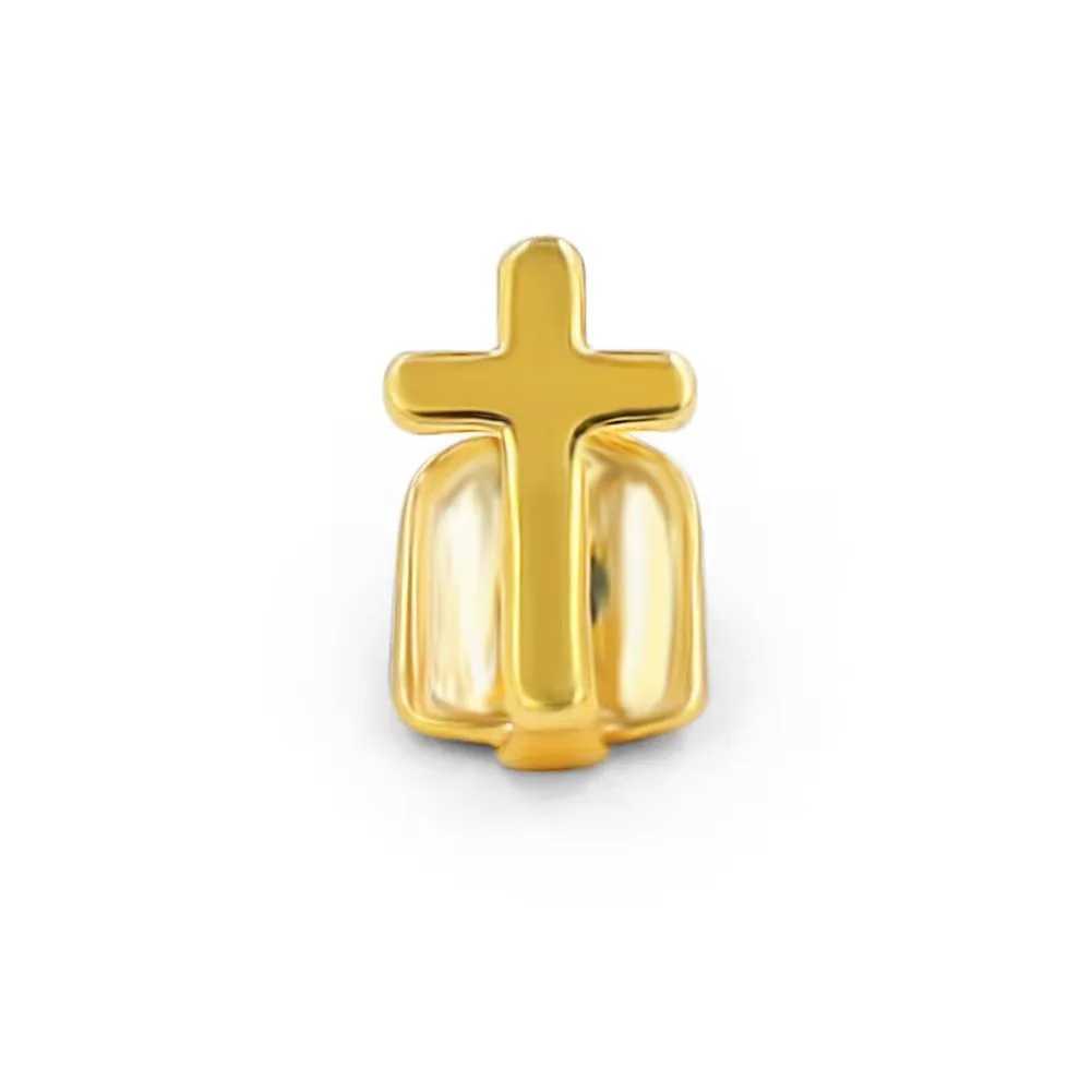 Hip Hop Hollow SingleVampire Teeth Grillz For Women Men 14K Gold Plated Cross Tooth Cs Decor Jewelry Party Gift XJ241225