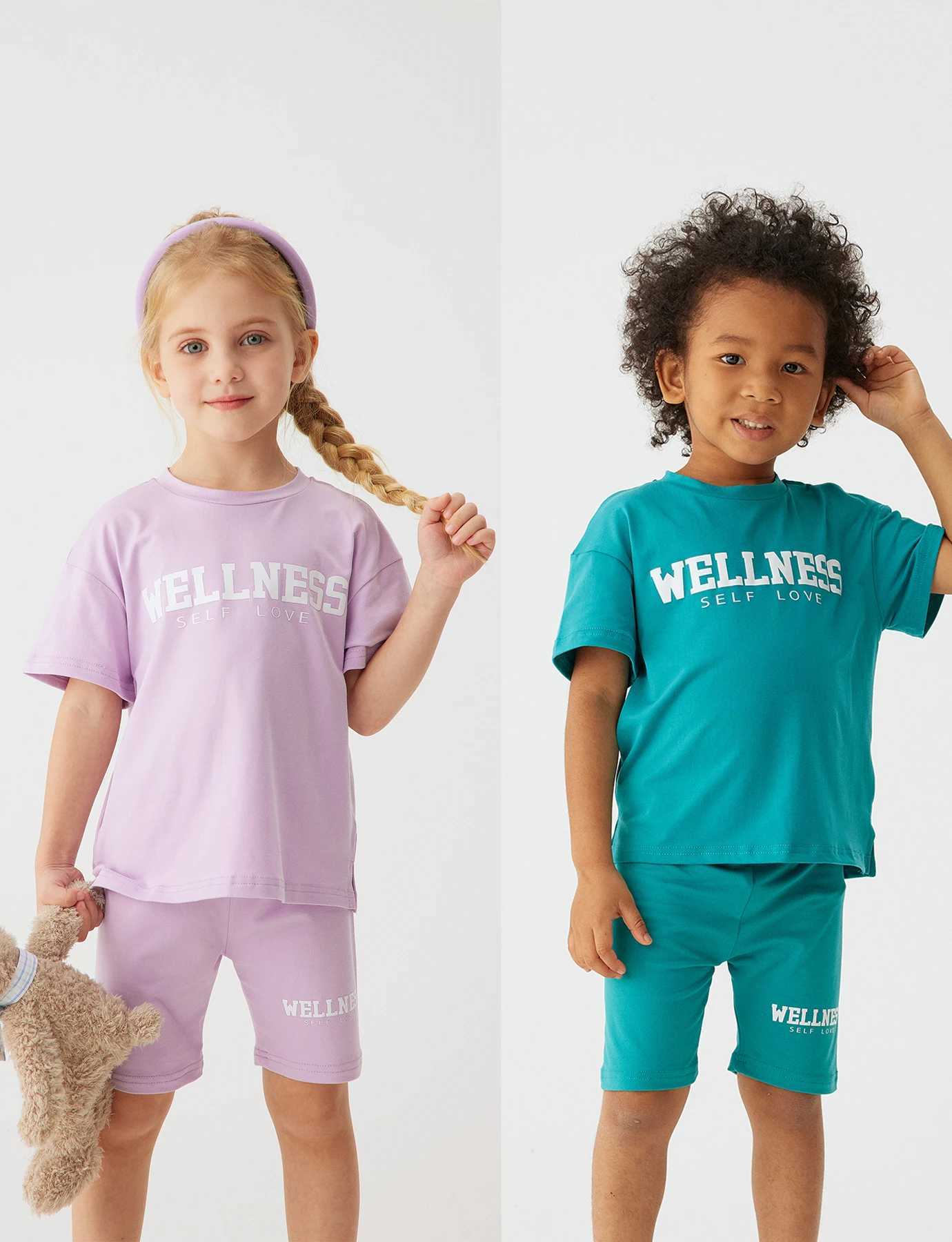 Clothing Sets Childrens Summer Casual Suit 0-5Y Girls Letter Printed Short Sleeve Suit Boys Fashion Shorts T-Shirt 2 Piece SetY24122508FE
