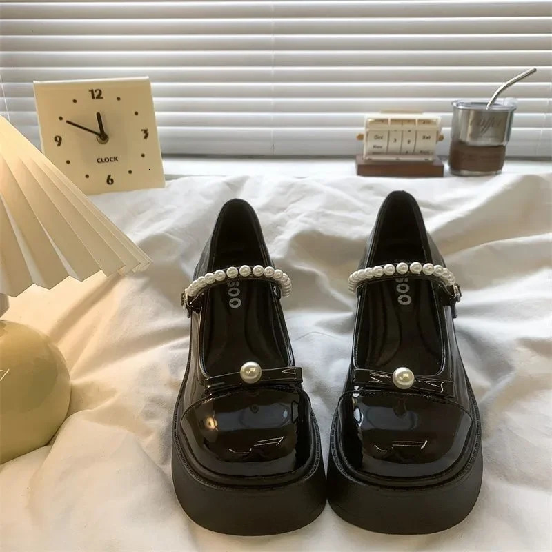 Shoes Female Mary Janes Womens High Heels Fashion Buckle Strap Office and Career Round Toe Platform Heelszapatos 241225