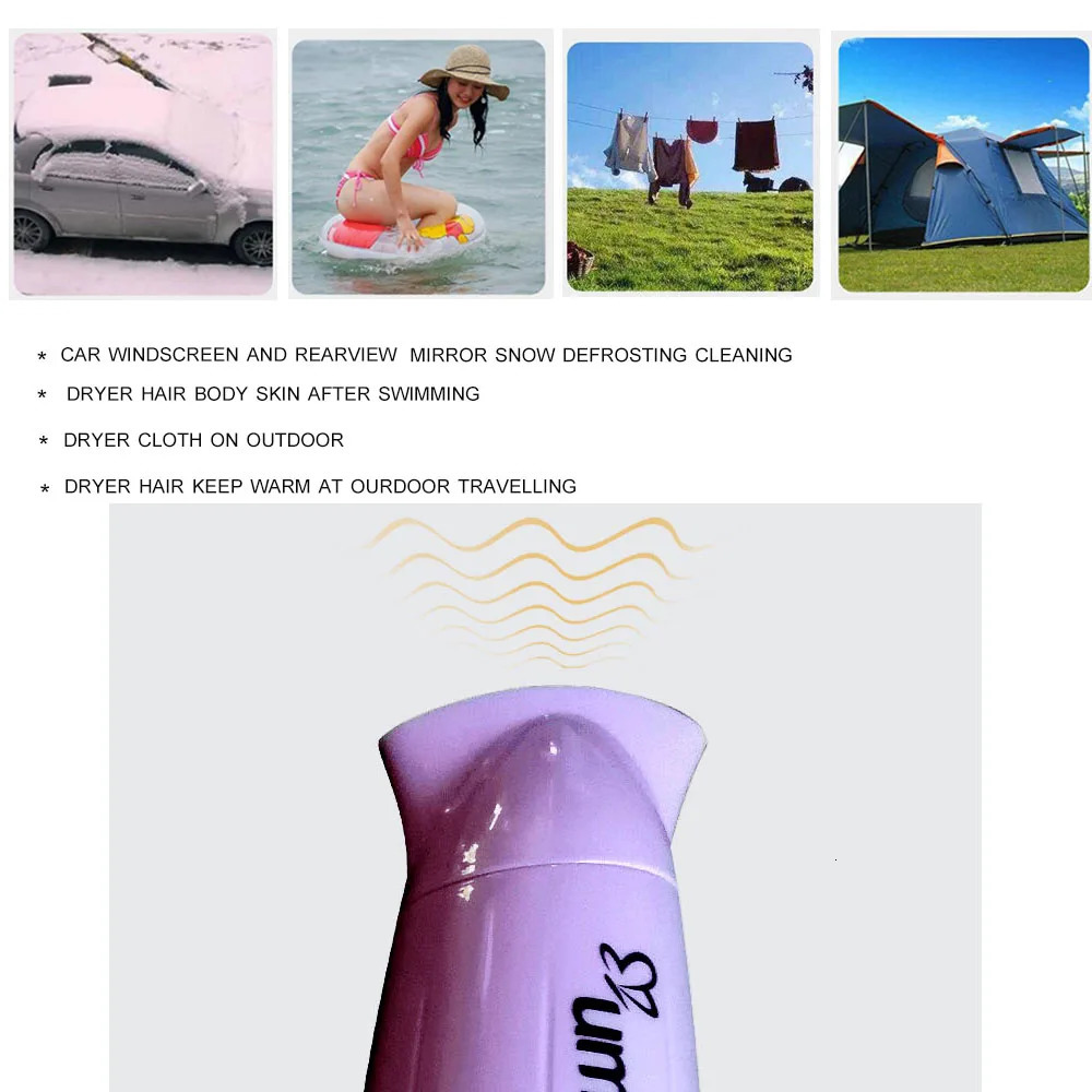 Hair Dryer Car Style Fold Blower Wind and Cold Wind Available Window Defroster Drop ship Self-Driving Travel More Convenient 241225