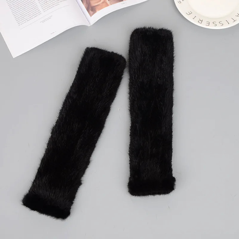Women 100% Real Genuine Knitted Mink Fur Mittens Winter Warm Lady Real Fur Fingerless Gloves Handmade Knit Mink Fur Mitten 241225ww