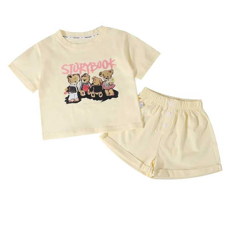 Clothing Sets Summer Baby Boy Clothes Set Children Girls Cartoon Bear Printed T-shirts and Shorts 2pcs Suit Kid Casual Top Bottom TracksuitsY2412258TK