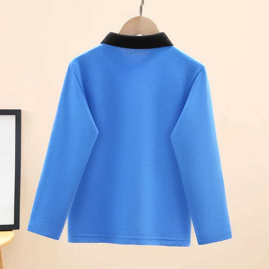 Teenager Boys Polo Shirt 2025 New Spring Autumn Kids Casual Long Sleeve Tops for School Childrens 5-14 Years ClothesXJ241225