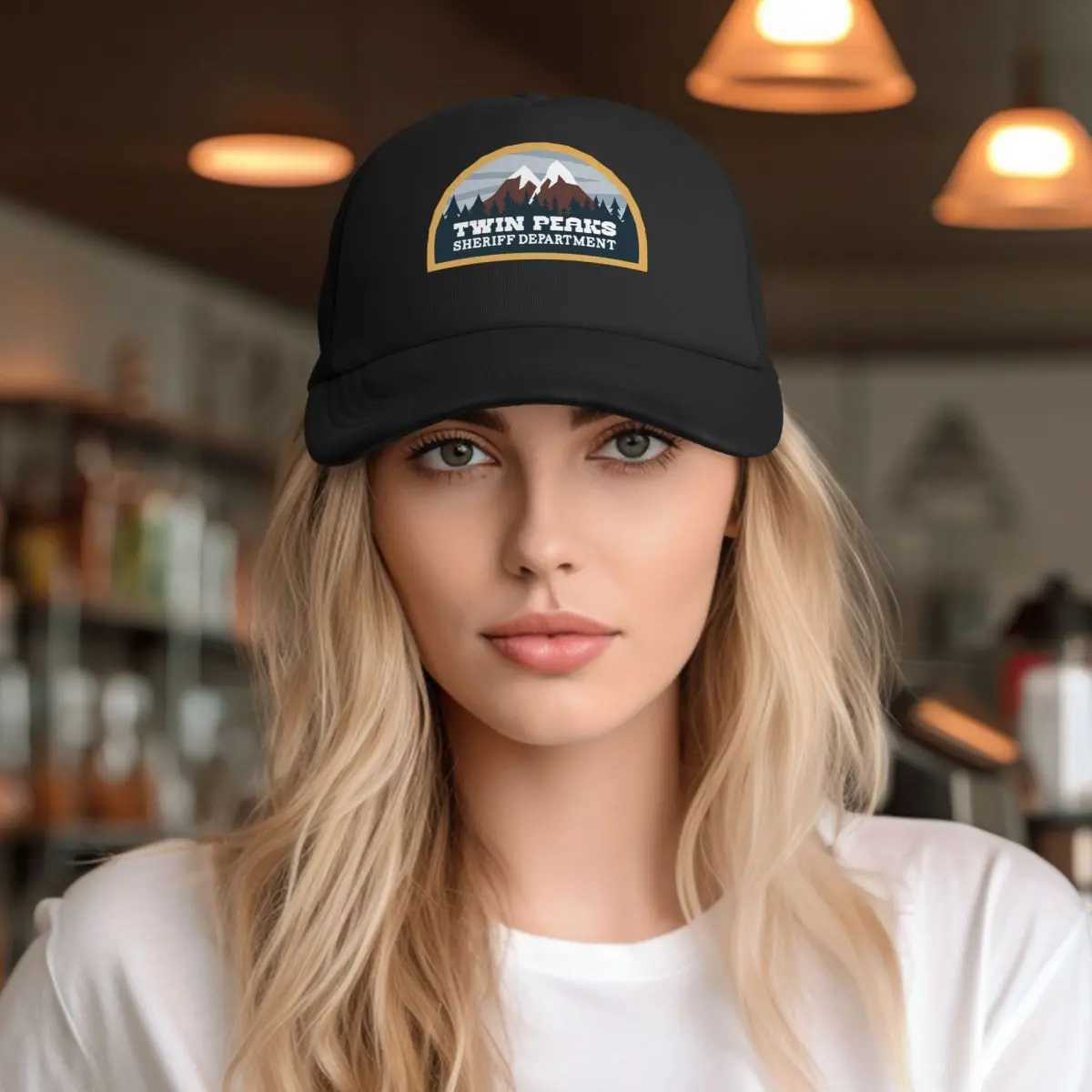 HillBilly CMK124 Twin Peaks Sheriffs Department Net Baseball Hat Neutral Sport Adjustable Snapshot Sun Hat Summer Truck Hat W241225
