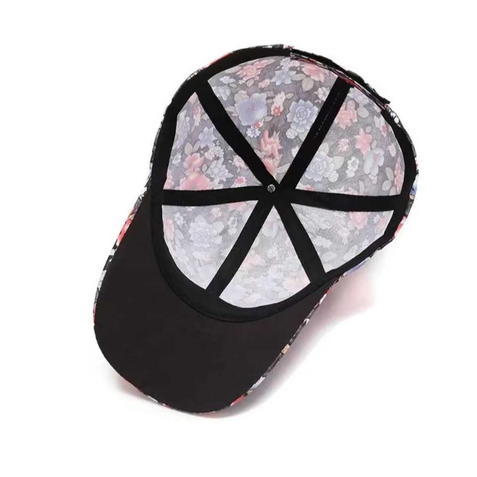 Floral printed cotton baseball cap fashionable adjustable breathable elegant Visors cap casual retro Peaked cap for women W241225