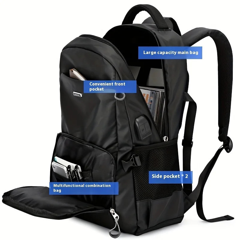 Backpack Mens Casual Business Computer Bag School Bag Mens Trend Simple Commuting Large Capacity Travel Bag Mens 241225
