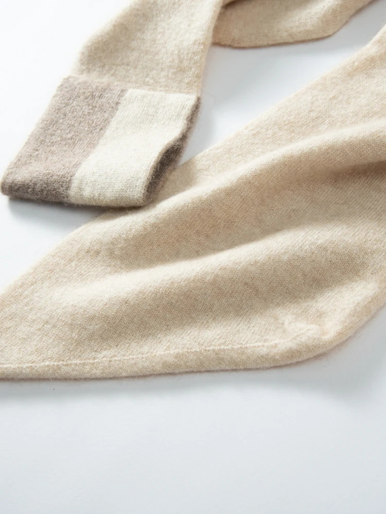 Women Cashmere Through-Hole Small Scarf Neck Warmer Autumn Winter Match Cowl Pashmina Soft Wool Cashmere Knit Accessories 241225