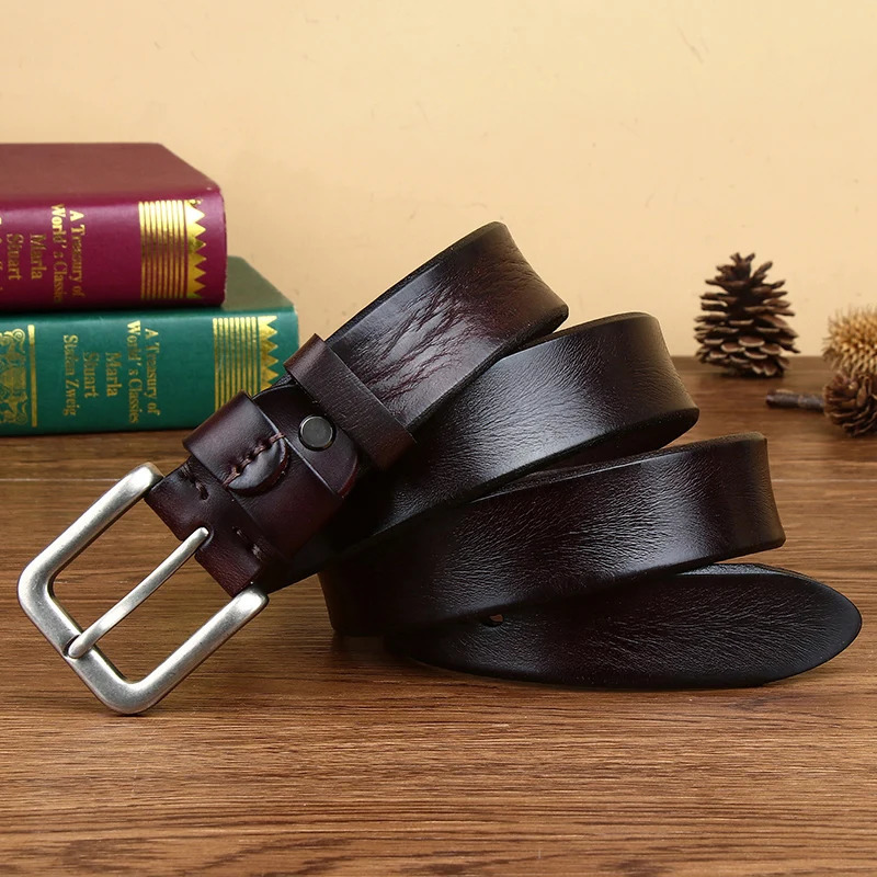Mens belts Top Cowhide Full Match Casual Jeans Vintage High Quality Male Genuine Leather Belt For Men 241225
