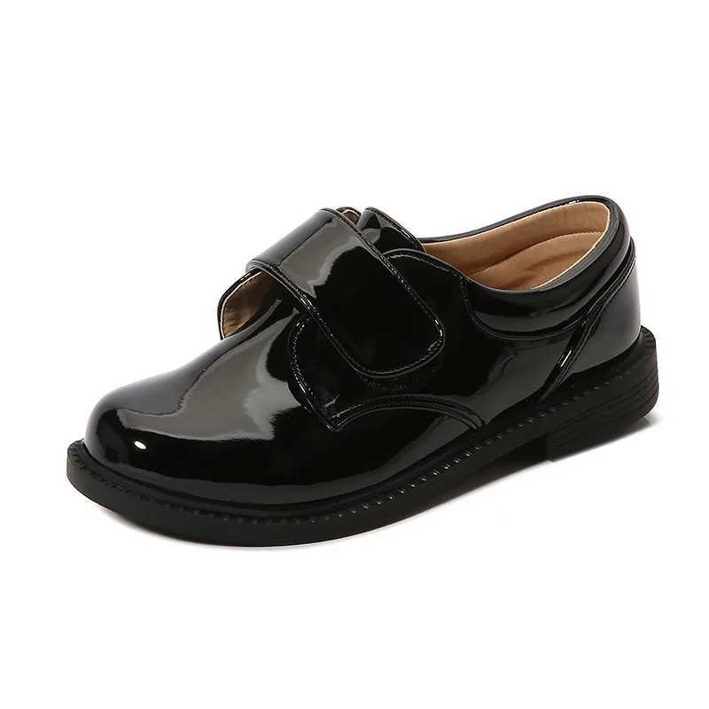 Athletic Outdoor Kids Boys Leather Shoes Black Patent Leather Single Footwear England Style Flower Boys Footwear Kids Performance Party Shoes H241223