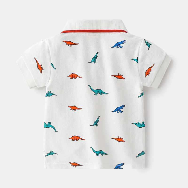 Dinosaur Boys Polo Tshirt Elegant Quali Toddler Tops Graphic Tee Cotton Summer Children Shirt Kids ClothesXJ241225
