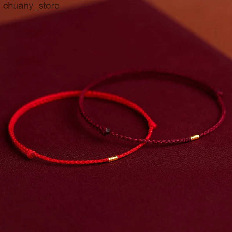 Chain Fashion Handmade Gold Color Beads Red Rope Good Lucky Bangles Adjustable Charm s For Women Men Lovers Gift L240910 L0910