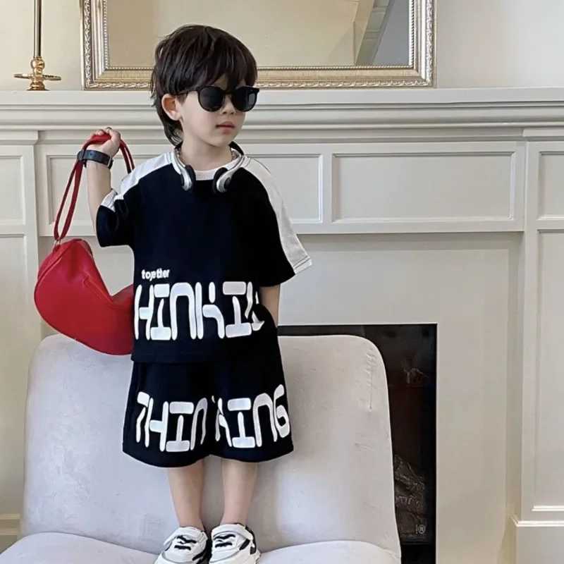 Clothing Sets Summer Children Boy Girls Clothes Set Letter Printed T-shirts and Shorts 2pcs Suit Kid Short Sleeve Top Bottom Fashion OutfitsY241225HCG