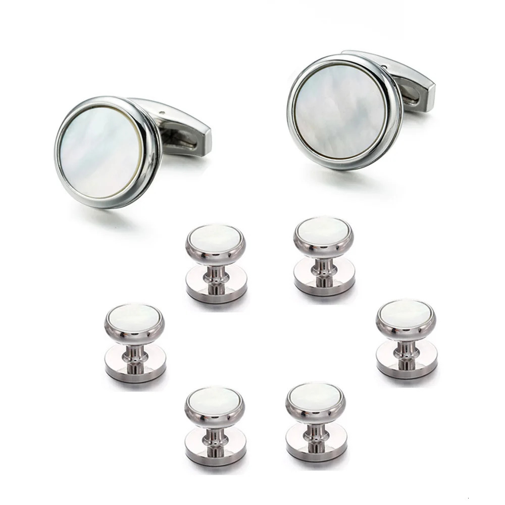 VAGULA Cufflink Stud in 8Pcs Set Fashion Gemelos Sea Shell Tuxedo Collar Stud S22 241225