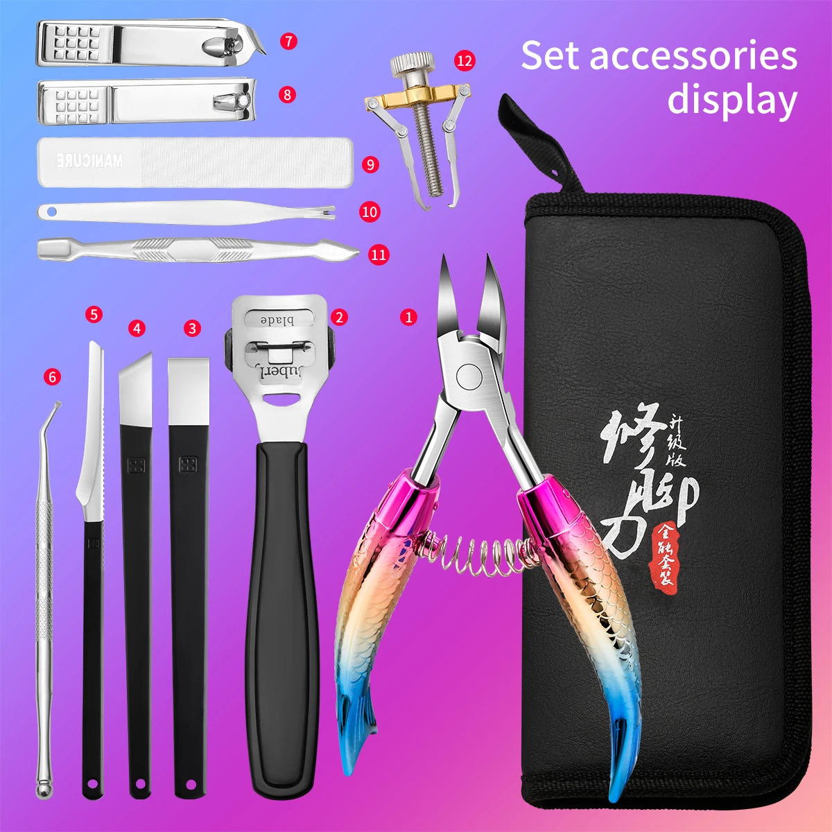 Professional thick toenail clippers for thick nails and ingrown nails Wide jaw opening nail clippers set for ingrown manicures I 241225