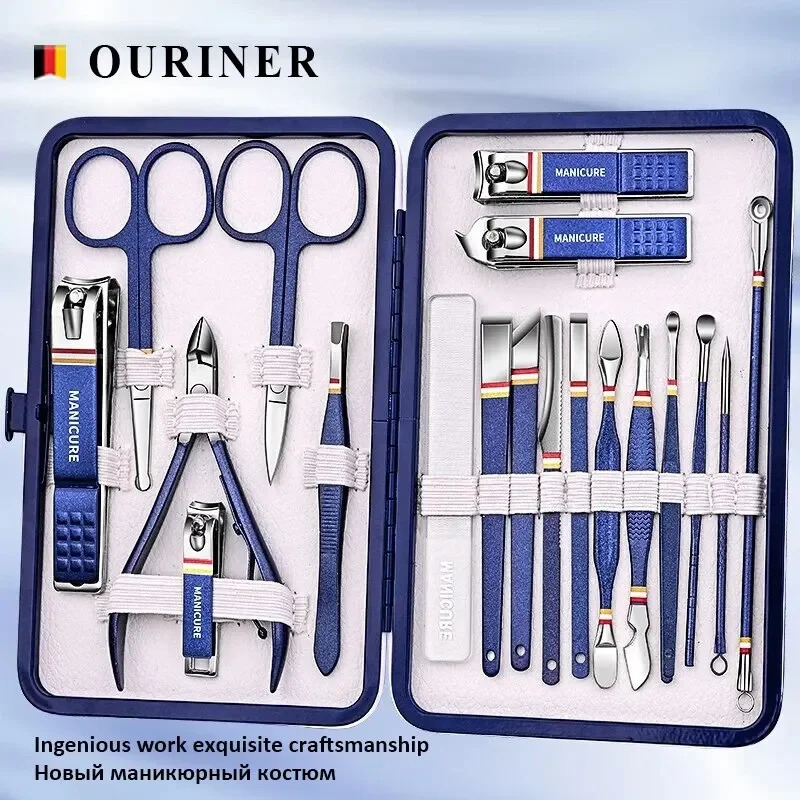 11-13pcs/set Nail Cutter Set Stainless Steel Nail Clippers Set With Folding Bag Manicure Kits Scissors Makeup Beauty Tool 241225