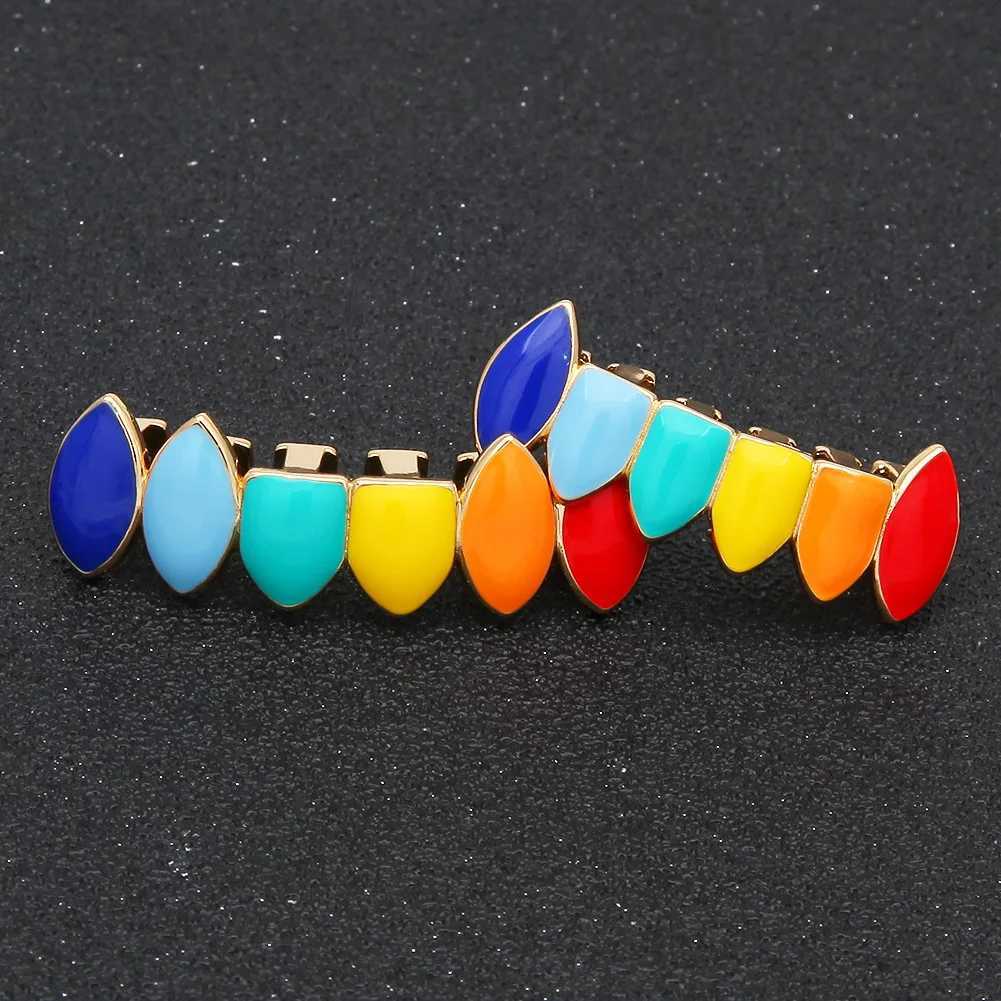 Mix Colorful Bling Teeth Grillz Top Bootom Dental Mouth Punk Teeth Cs Cosplay Party Tooth Rper Hip Hop Jewelry TG012XJ241225