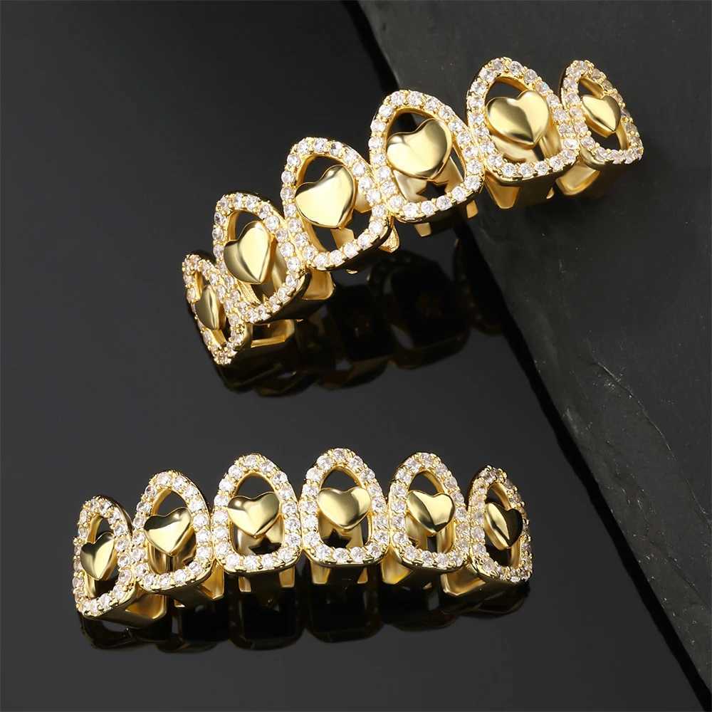 CZ Teeth Grillz Cs Cubic Zircon d Out Micro Pave Top Bottom Charm Grills For Men Women Hip Hop Jewelry GiftXJ241225