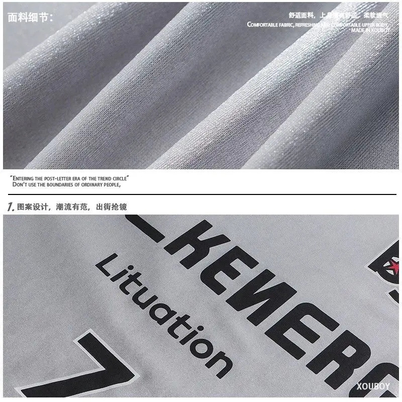 Mens American Retro Style Stitching Contrast Letter Printed T-shirts Trendy High Street Sports Leisure Long-sleeved Tops 241224