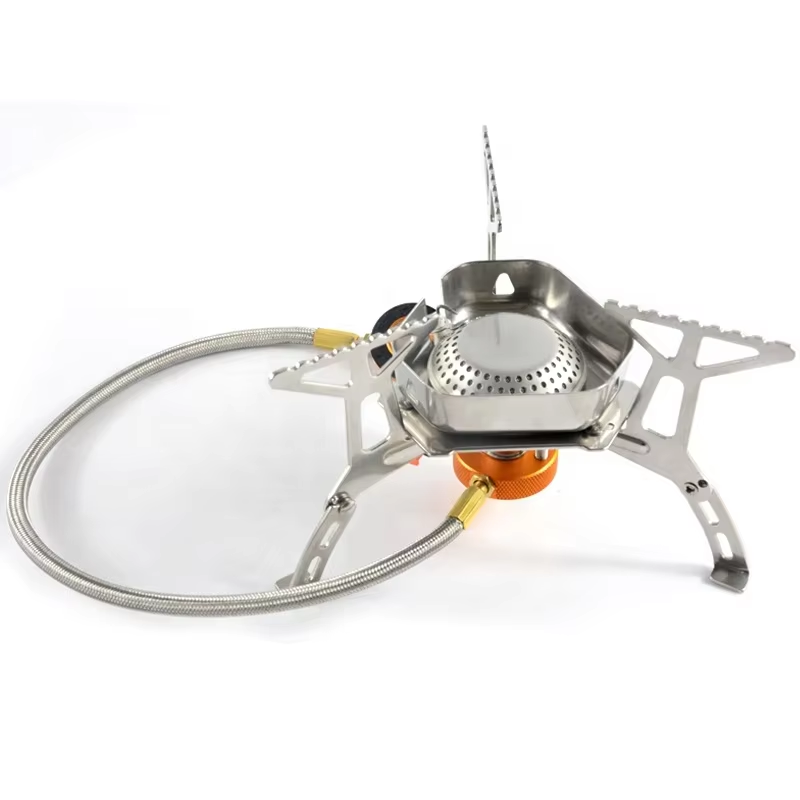 outdoor portable backpacking camping gas stove windproof stainless steel mini butane stove burner