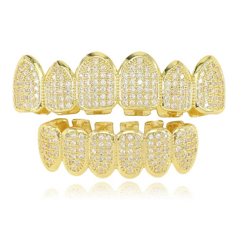 1set Hip Hop Teeth Grillz Gold Plated Dental Grills Rock Tooth Grillz Cs Crystal Teeth Cs Halloween Vampire ToothXJ241225