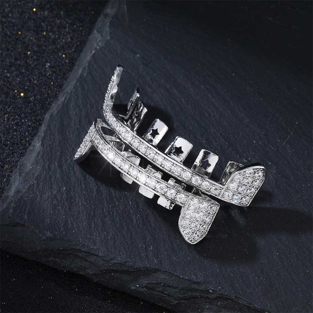 D Z Teeth Grillz Micro Pave Cubic Zircon Top Bottom Vampire Fangs Teeth Grills Set Holleween Gift Hip Hop Jewelry For Men WomenXJ241225