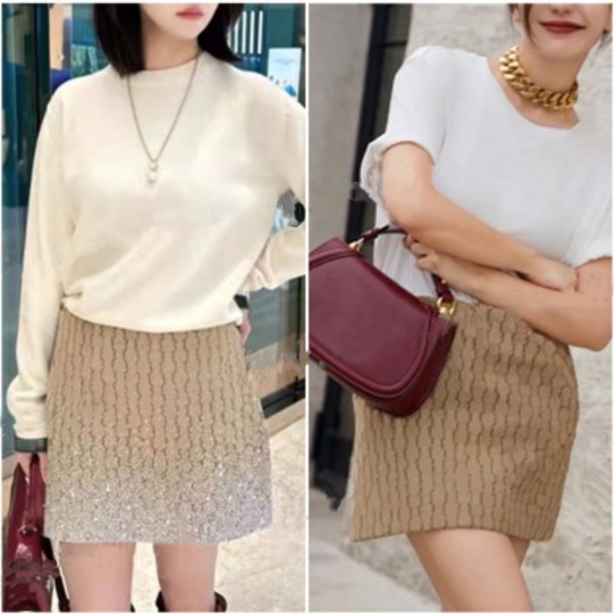 Women fashion high waist a-line log letter jacquard rhinestone crystal patched luxury designer skirt SML